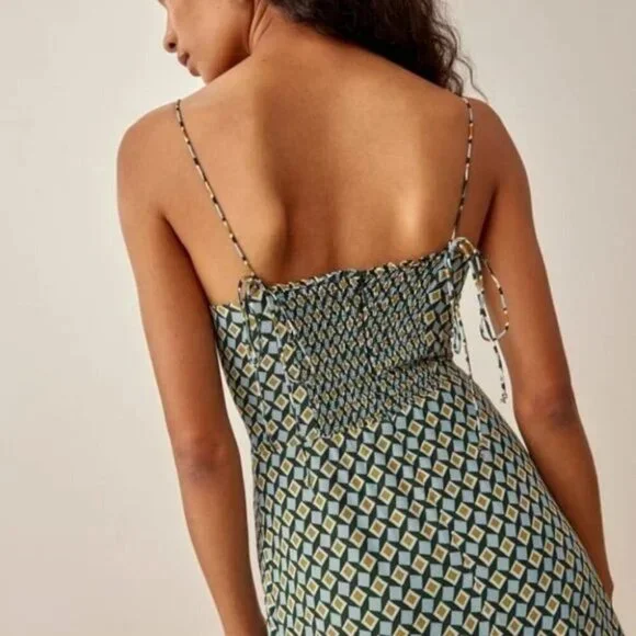 💕REFORMATION💕 Juliette Dress ~ Mosaic Multi-Color Geometric Print 4 NWOT